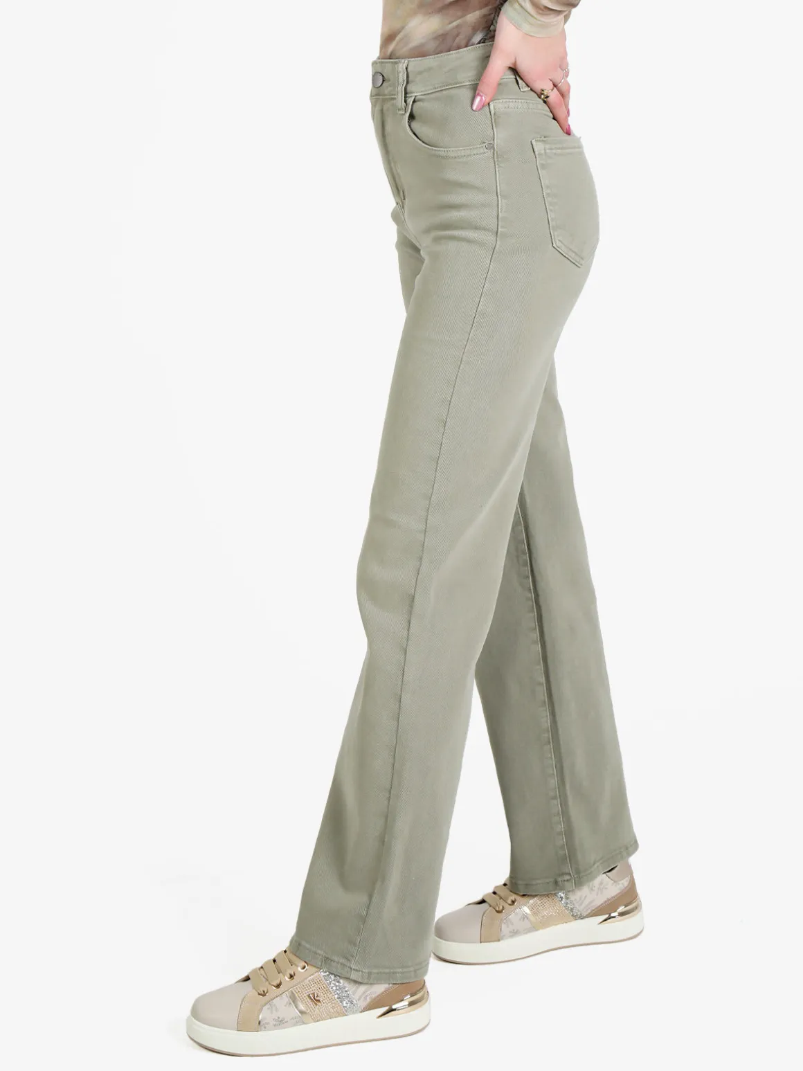 Solada Pantaloni casual da donna in jeans a gamba larga