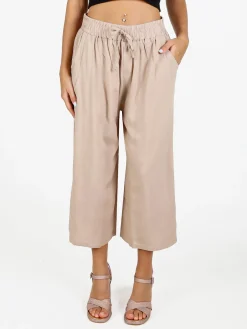 Solada Pantaloni cropped donna a gamba larga in cotone