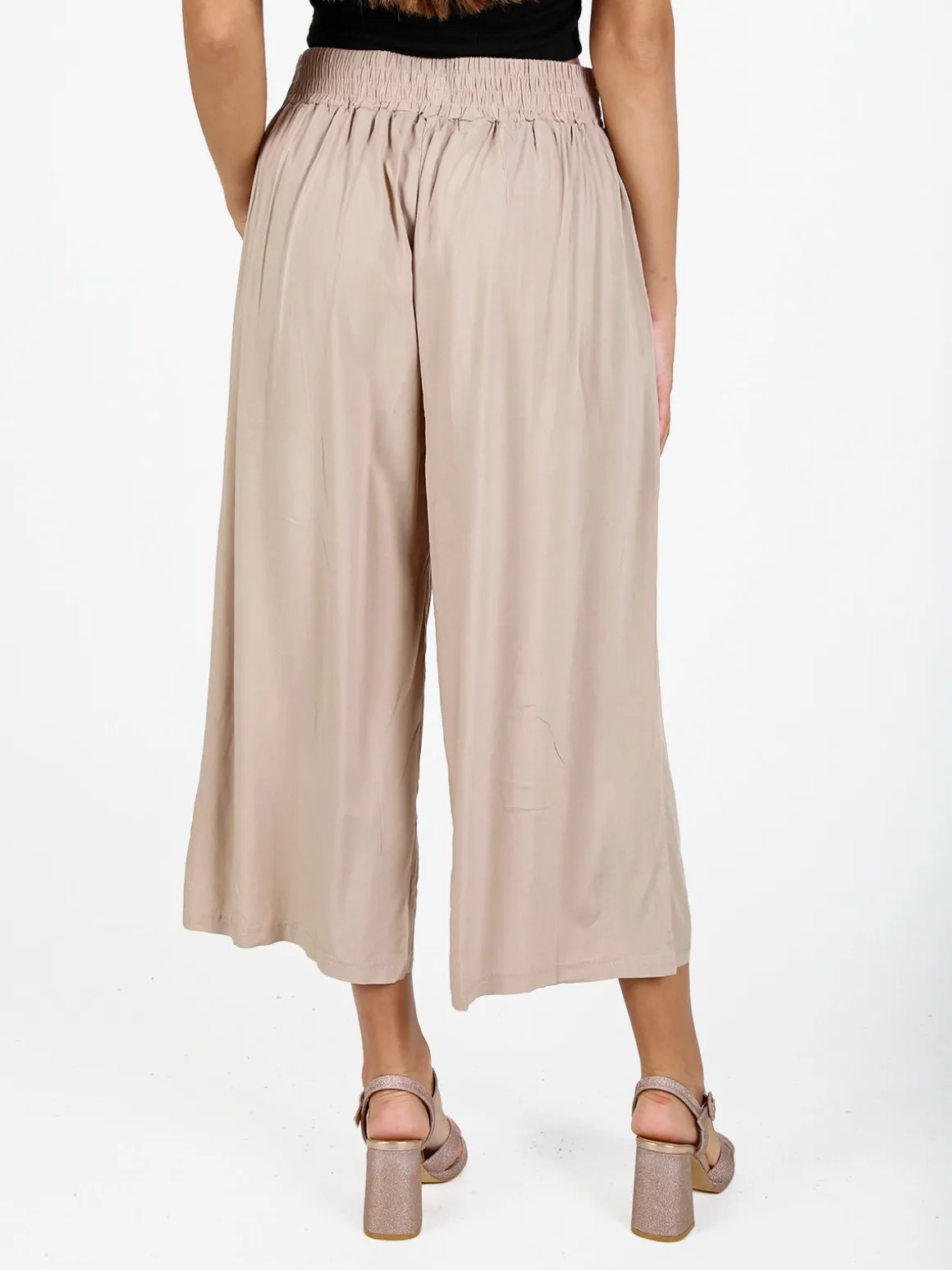 Solada Pantaloni cropped donna a gamba larga in cotone