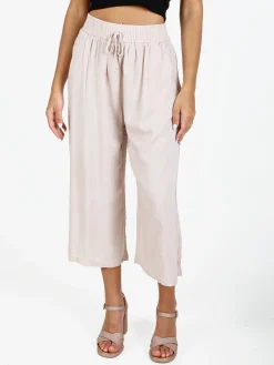 Solada Pantaloni cropped donna a gamba larga in cotone
