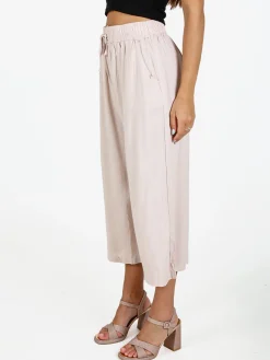 Solada Pantaloni cropped donna a gamba larga in cotone