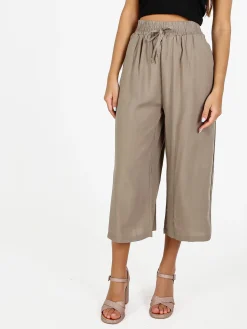 Solada Pantaloni cropped donna a gamba larga in cotone
