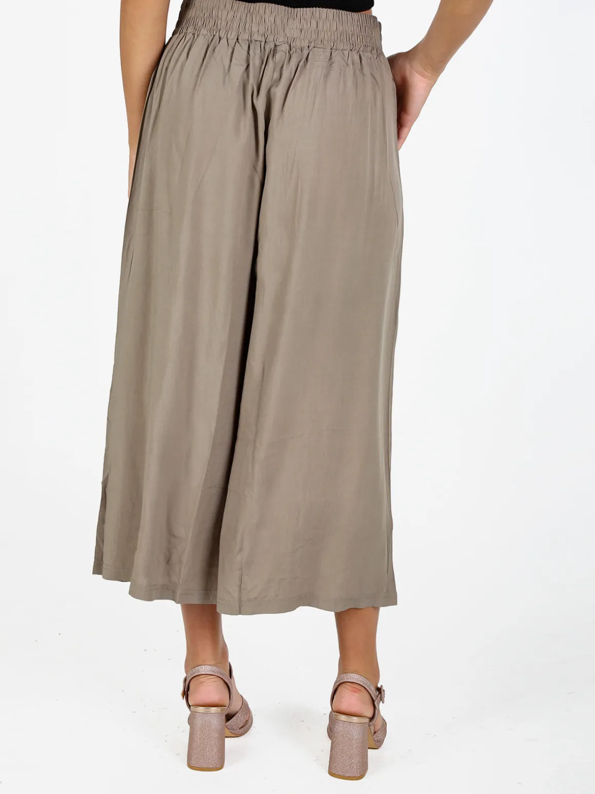Solada Pantaloni cropped donna a gamba larga in cotone