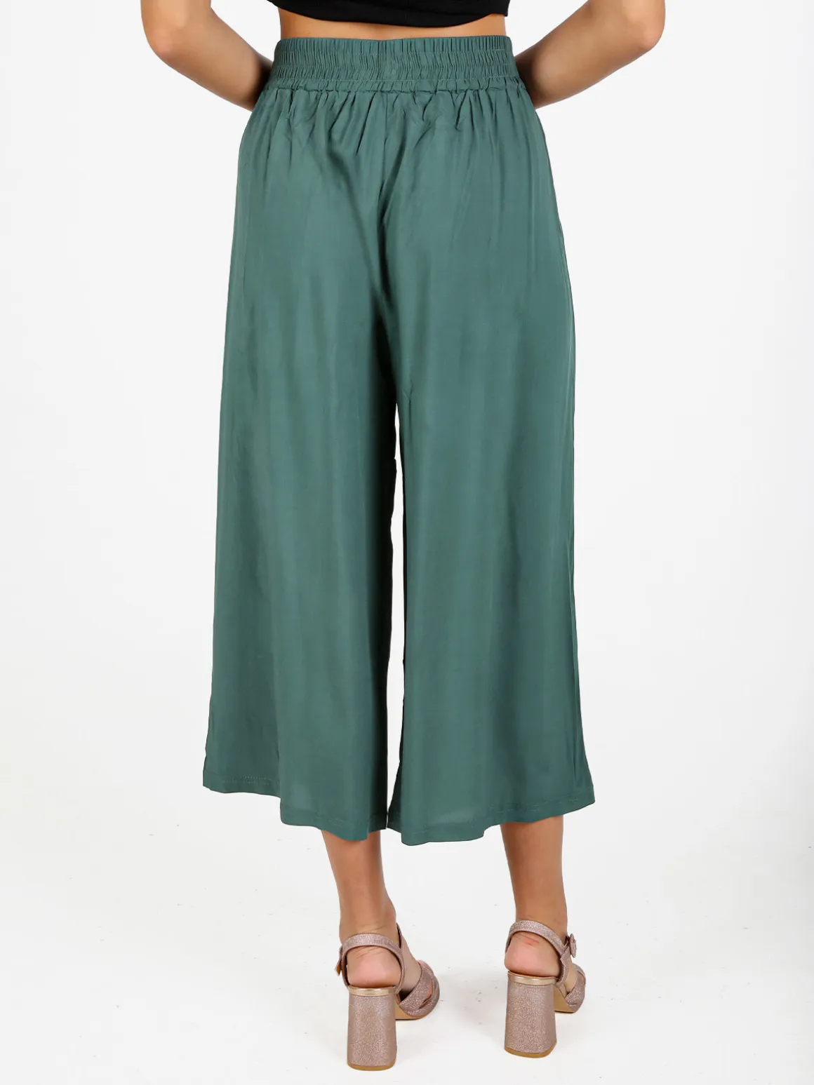 Solada Pantaloni cropped donna a gamba larga in cotone