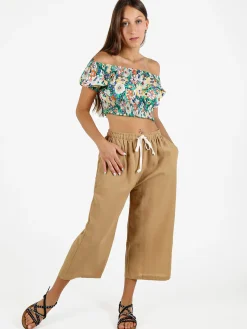 Solada Pantaloni cropped donna in misto cotone