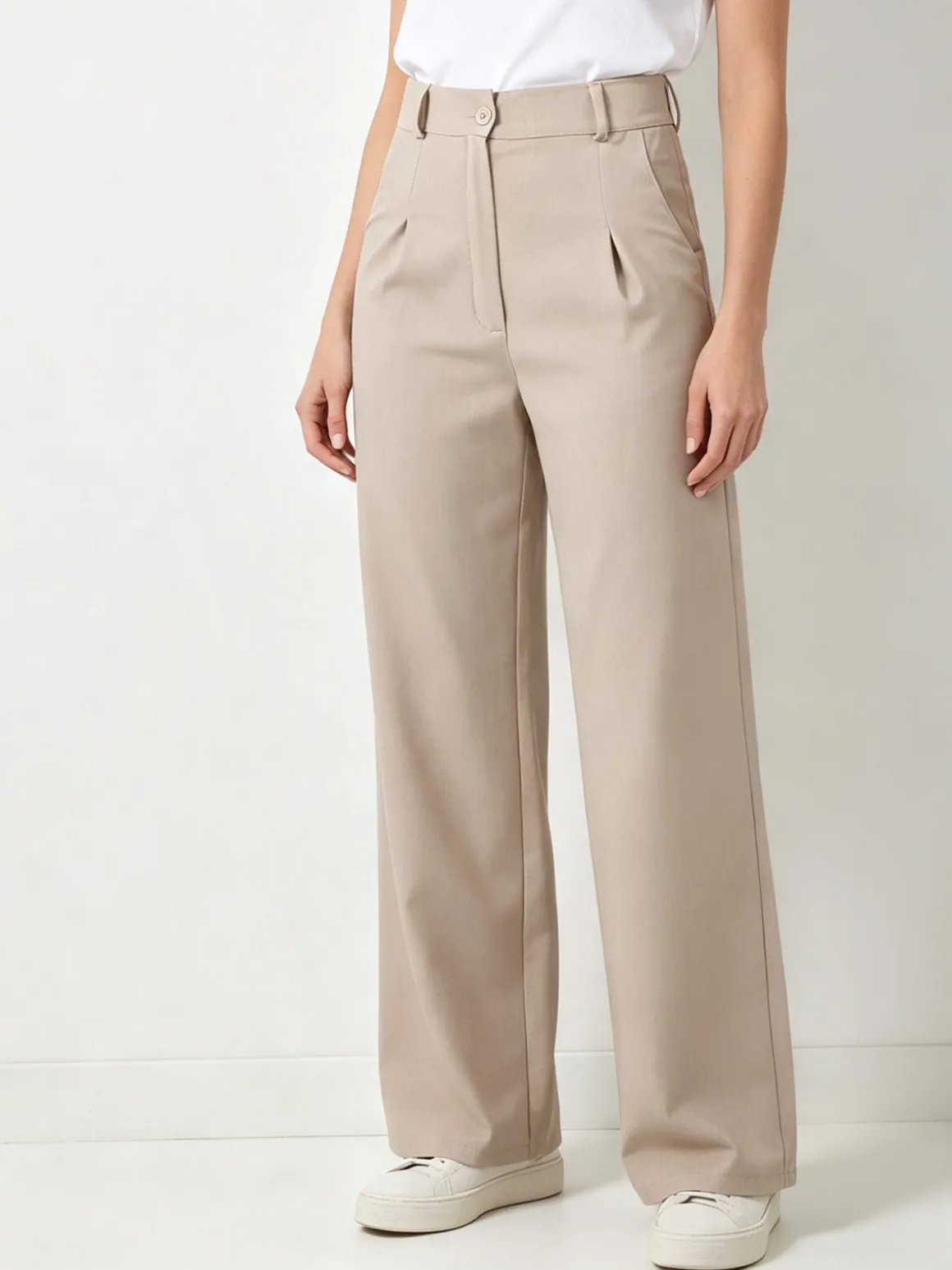 Solada Pantaloni da donna a gamba dritta e larga - beige