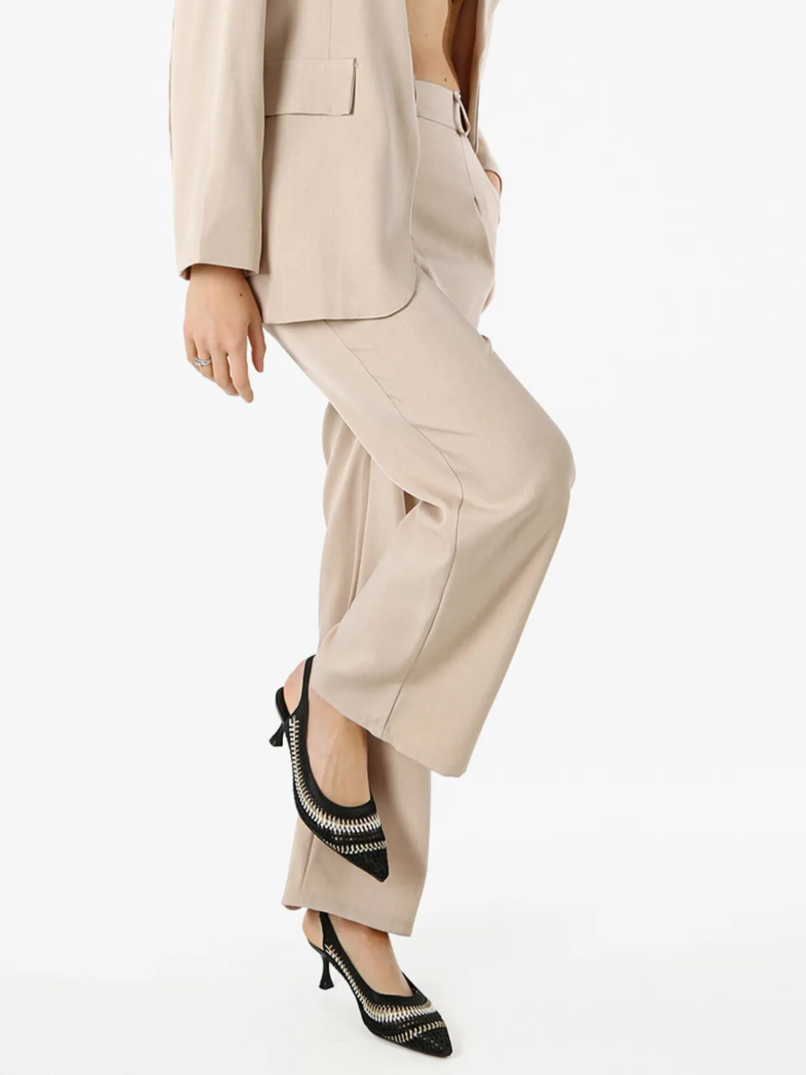 Solada Pantaloni da donna a gamba dritta e larga - beige