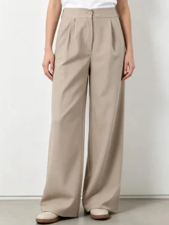 Solada Pantaloni da donna a gamba larga e vita alta - beige