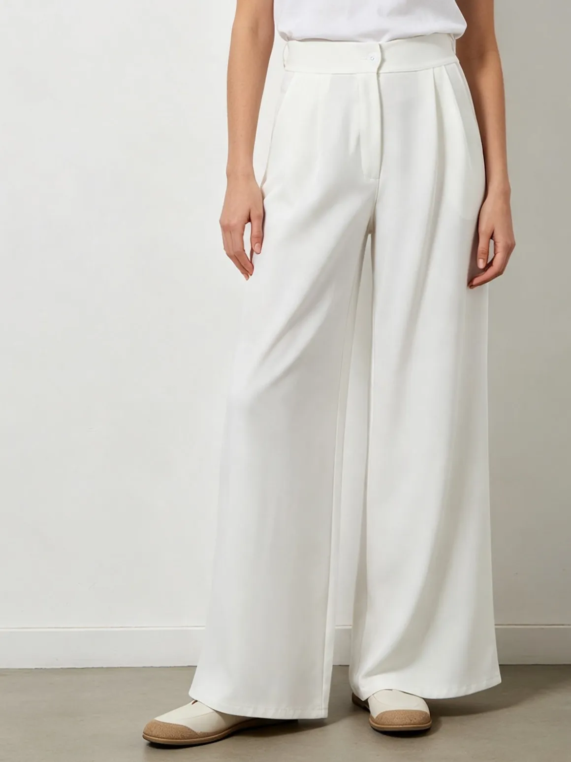 Solada Pantaloni da donna a gamba larga e vita alta - bianco