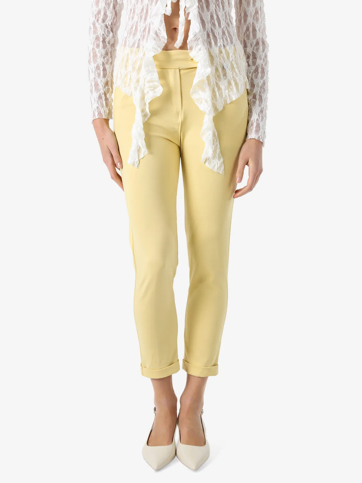 Solada Pantaloni da donna a gamba dritta con risvolto - giallo