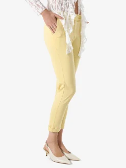 Solada Pantaloni da donna a gamba dritta con risvolto - giallo
