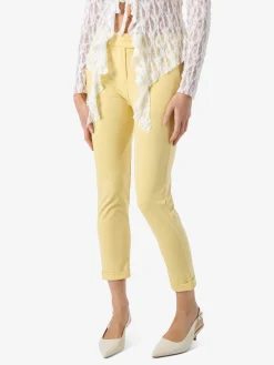Solada Pantaloni da donna a gamba dritta con risvolto - giallo