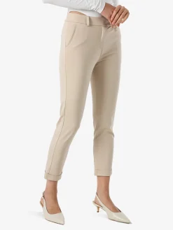 Solada Pantaloni da donna a gamba dritta con risvolto - beige
