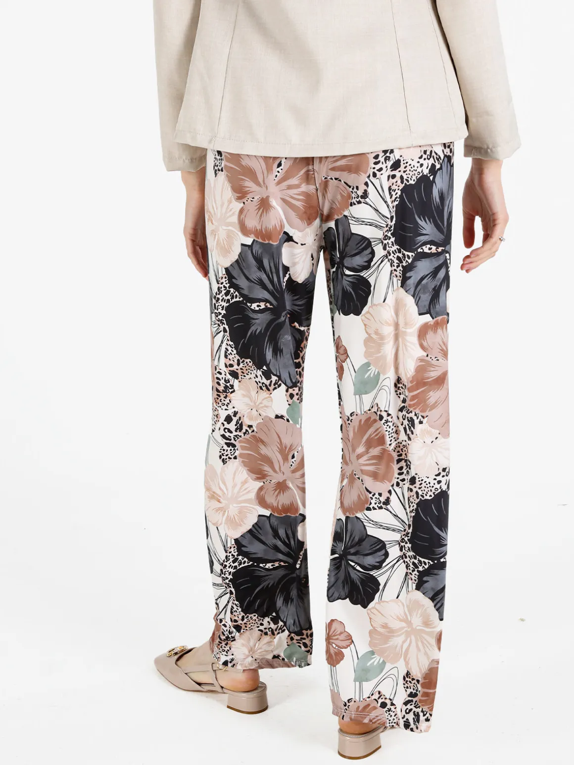 Solada Pantaloni da donna floreali a gamba larga