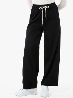 Solada Pantaloni da donna in felpa a gamba larga con coulisse - blu scuro