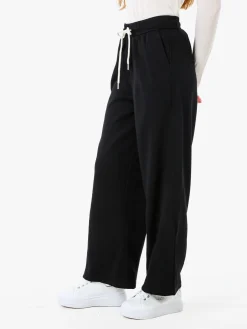 Solada Pantaloni da donna in felpa a gamba larga con coulisse - blu scuro