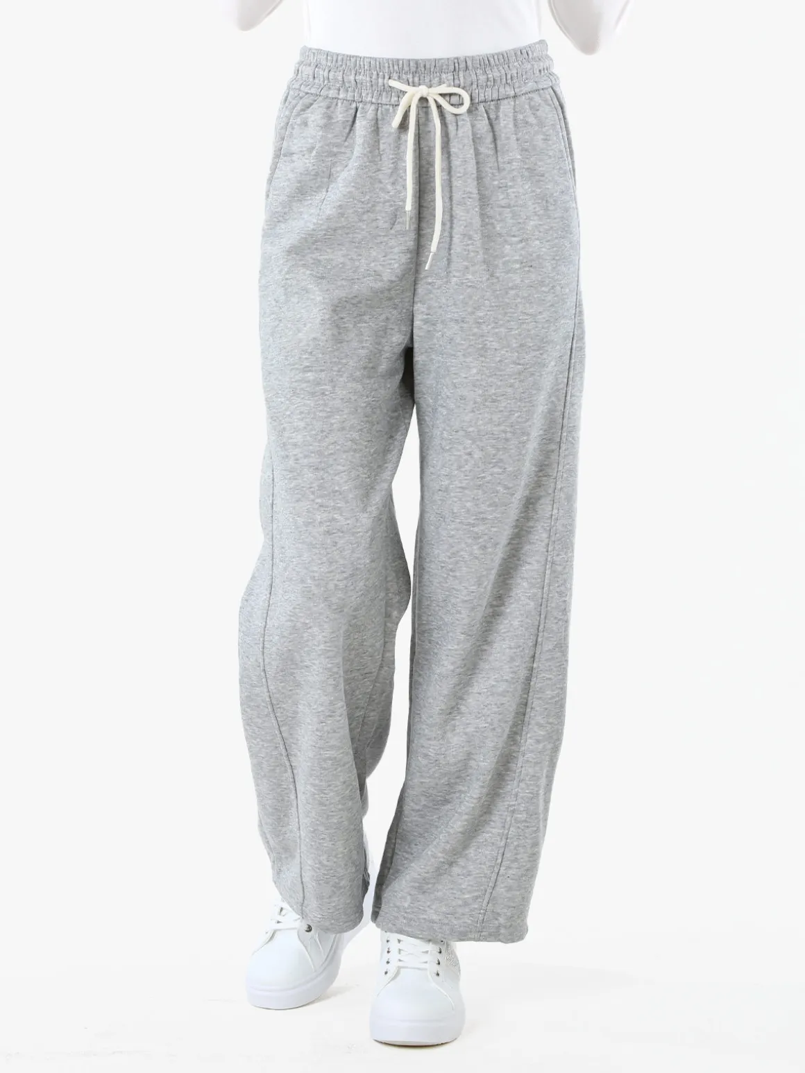 Solada Pantaloni da donna in felpa a gamba larga con coulisse - grigio