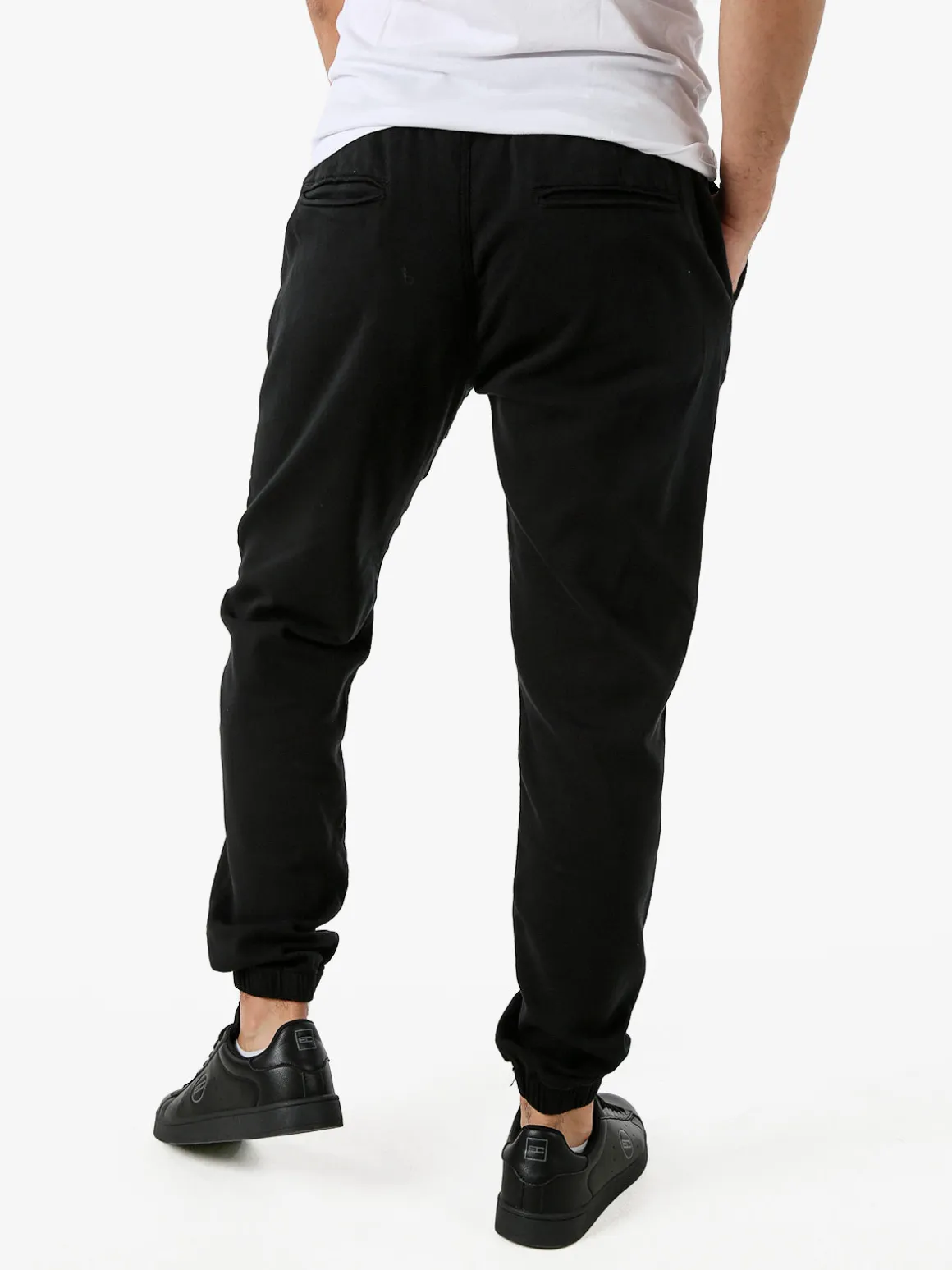 Solada Pantaloni da uomo in cotone con coulisse ed elastico sul finale - nero