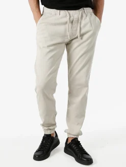 Solada Pantaloni da uomo in cotone con coulisse ed elastico sul finale - beige