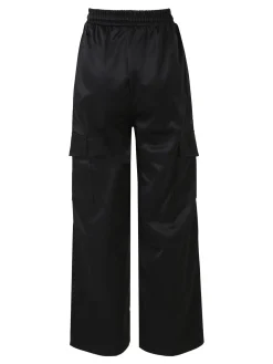 Solada Pantaloni donna a gamba larga con tasconi laterali e coulisse - nero