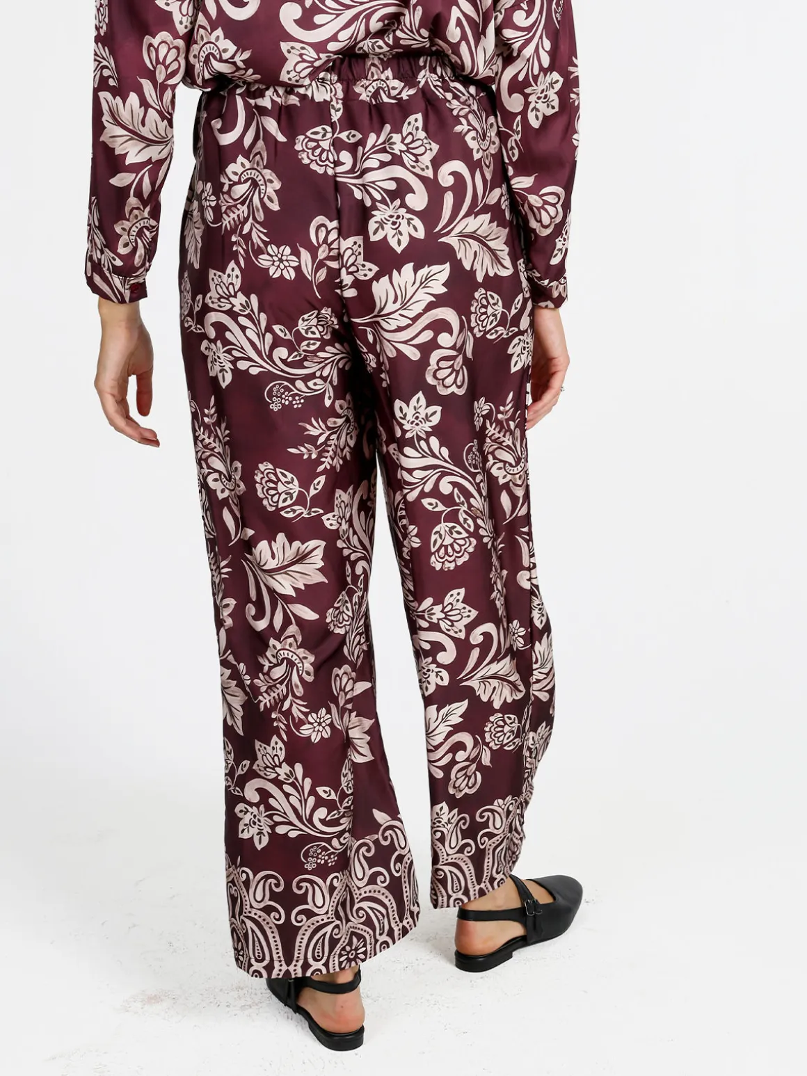 Solada Pantaloni donna a gamba larga con stampe - bordeaux