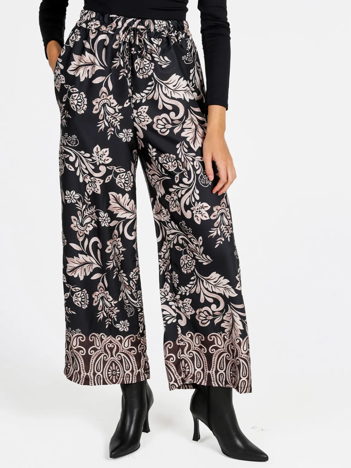 Solada Pantaloni donna a gamba larga con stampe - nero