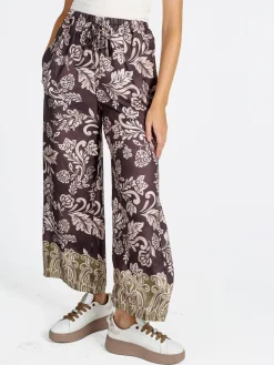 Solada Pantaloni donna a gamba larga con stampe - marrone
