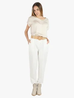 Solada Pantaloni donna a gamba larga con tasconi e coulisse