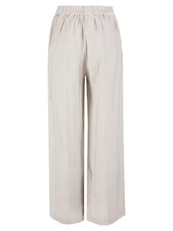 Solada Pantaloni donna a gamba larga con elastico in vita - beige