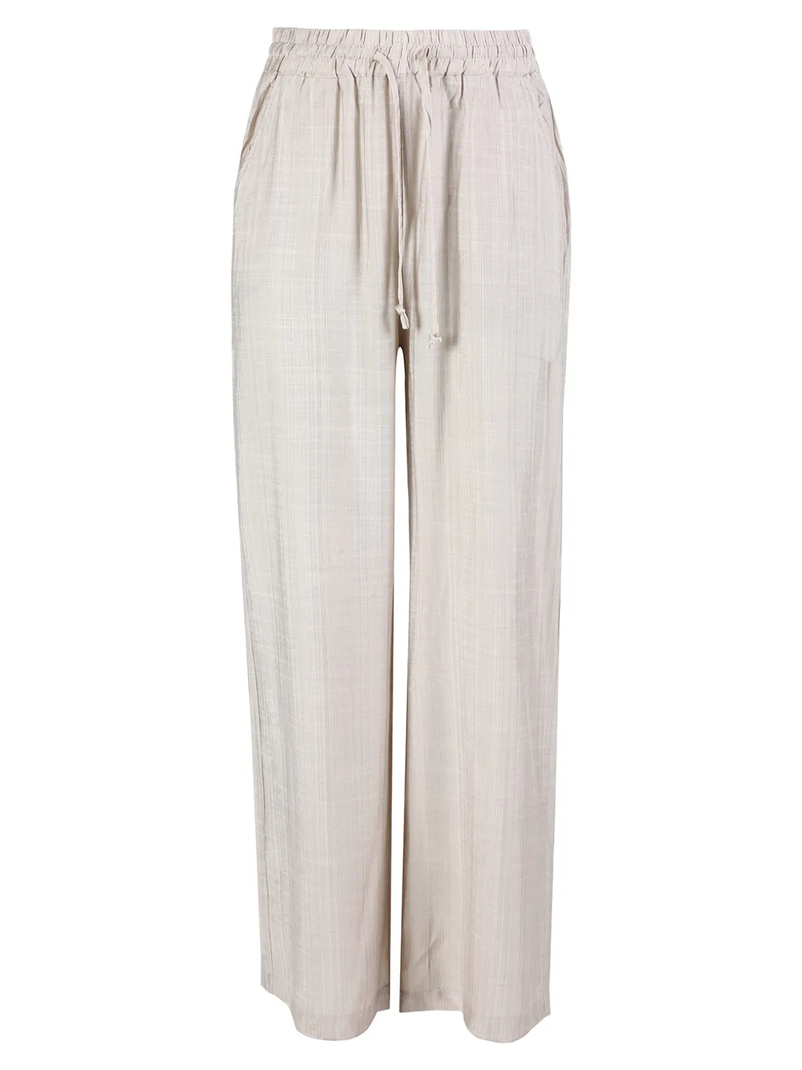 Solada Pantaloni donna a gamba larga con elastico in vita - beige