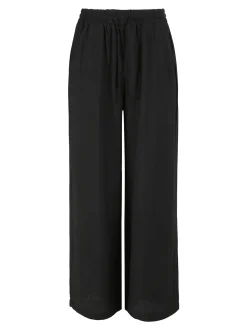Solada Pantaloni donna a gamba larga con elastico in vita - nero