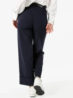 Solada Pantaloni donna a gamba larga con cintura - blu scuro