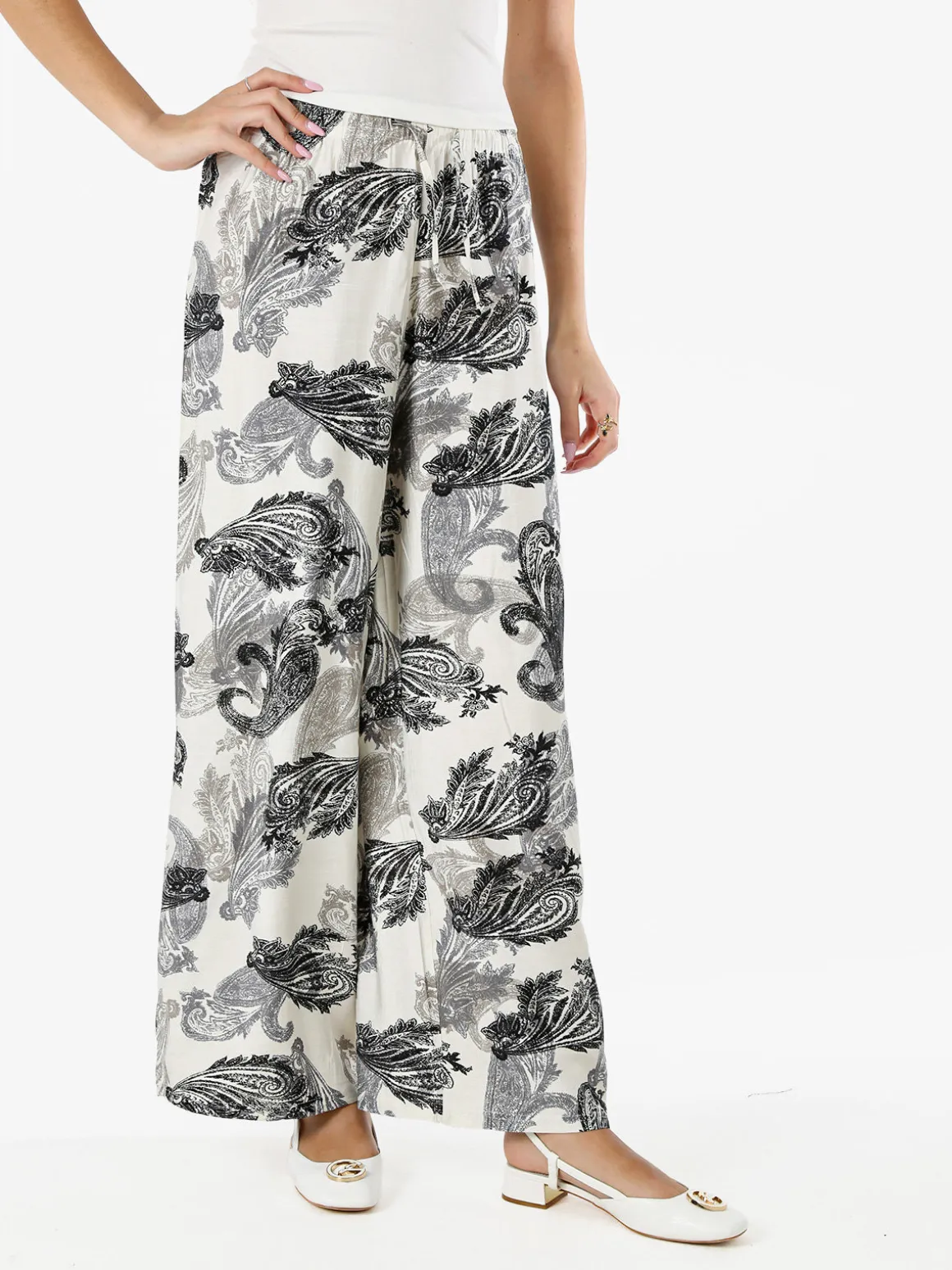 Solada Pantaloni donna a gamba larga con stampe - nero