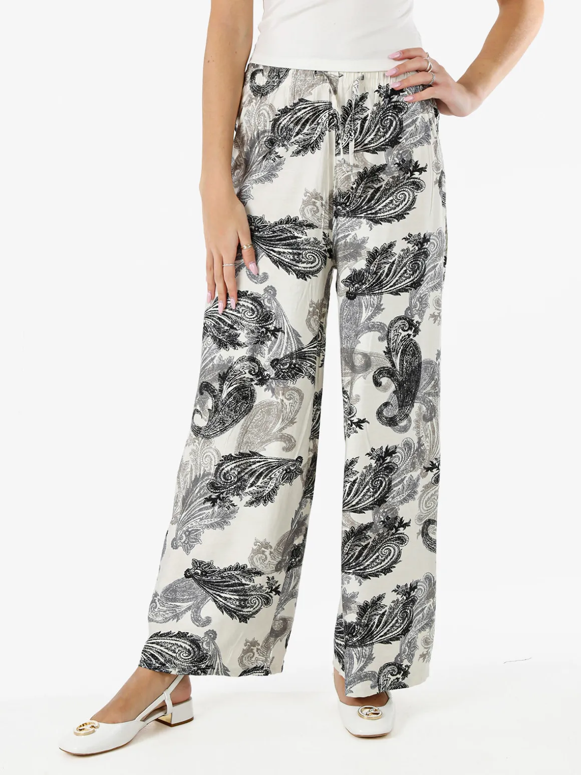 Solada Pantaloni donna a gamba larga con stampe - nero