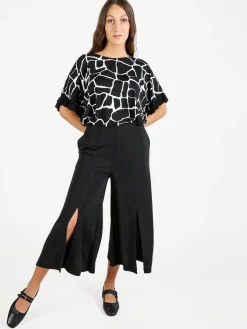 Solada Pantaloni donna a gamba larga con spacco centrale