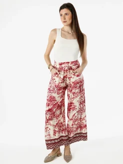 Solada Pantaloni donna a gamba larga con stampe - rosso