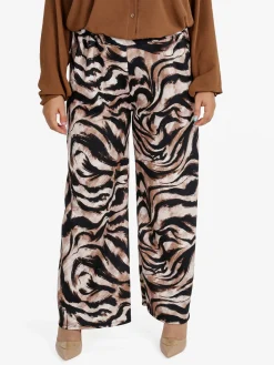 Solada Pantaloni donna a gamba larga con stampa fantasia - khaki