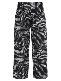Solada Pantaloni donna a gamba larga con stampa fantasia - grigio