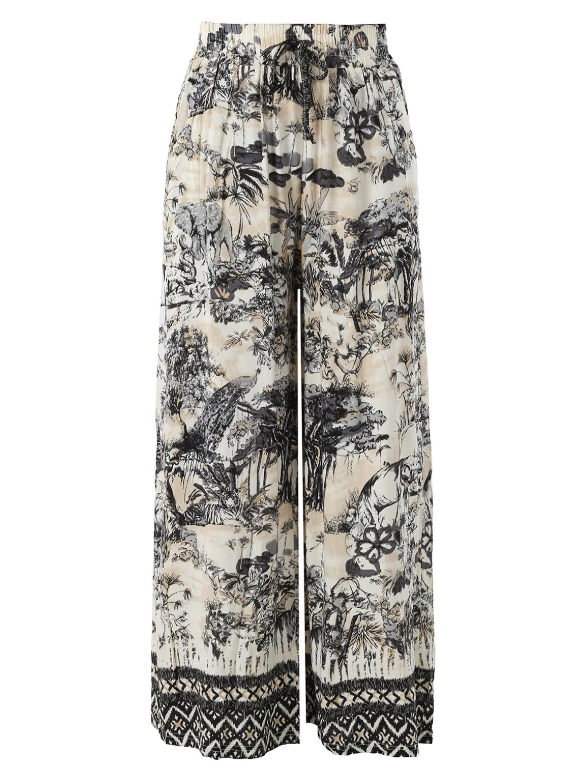 Solada Pantaloni donna a gamba larga con stampe - nero