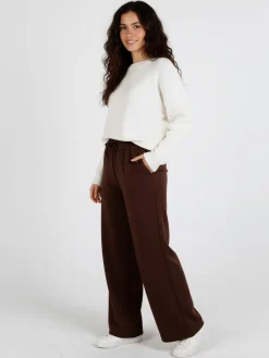 Solada Pantaloni donna a gamba larga taglie forti - marrone