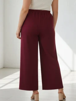 Solada Pantaloni donna a gamba larga taglie forti - bordeaux