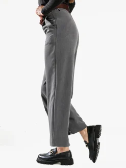 Solada Pantaloni donna a gamba larga con cintura scamosciata - grigio