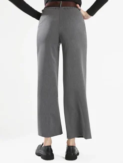Solada Pantaloni donna a gamba larga con cintura scamosciata - grigio