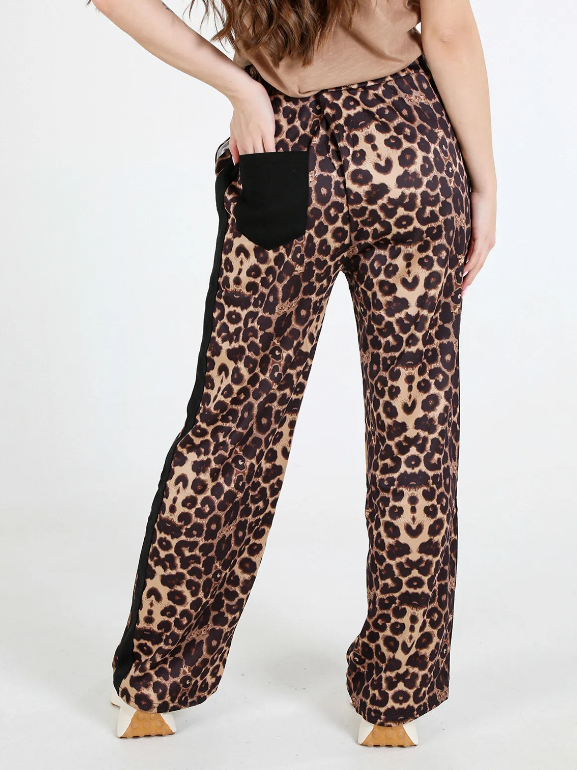 Solada Pantaloni donna animalier a gamba larga