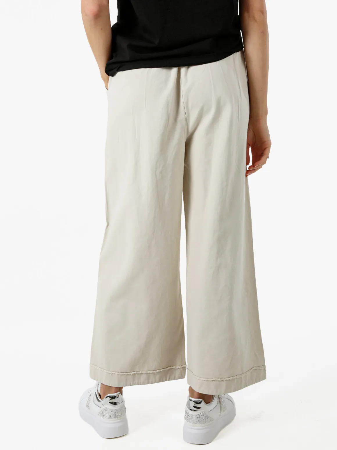 Solada Pantaloni donna a palazzo con coulisse - beige