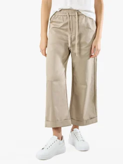 Solada Pantaloni donna a palazzo con risvolto - khaki