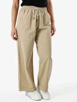 Solada Pantaloni donna a palazzo con coulisse - khaki