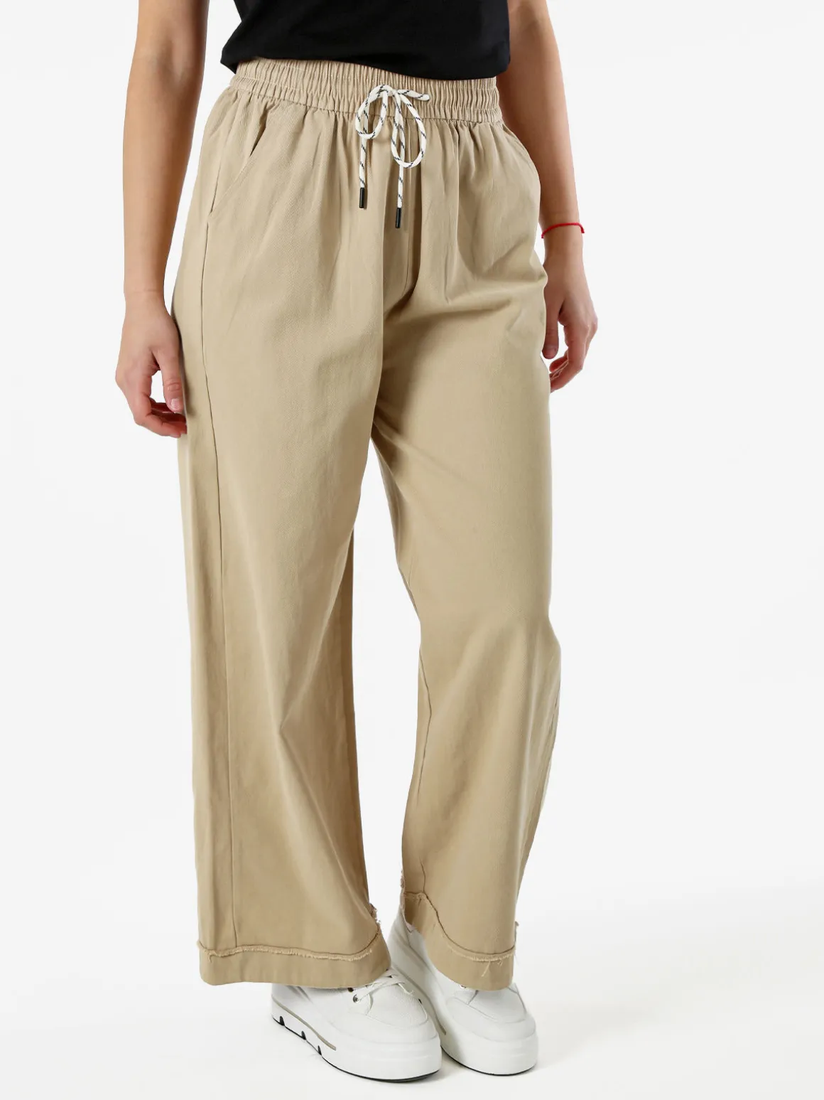 Solada Pantaloni donna a palazzo con coulisse - khaki