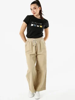 Solada Pantaloni donna a palazzo con coulisse - khaki