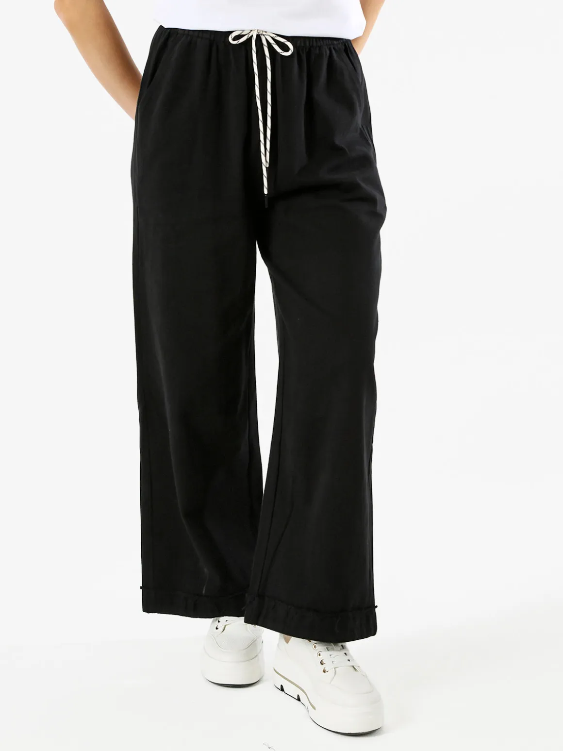 Solada Pantaloni donna a palazzo con coulisse - nero